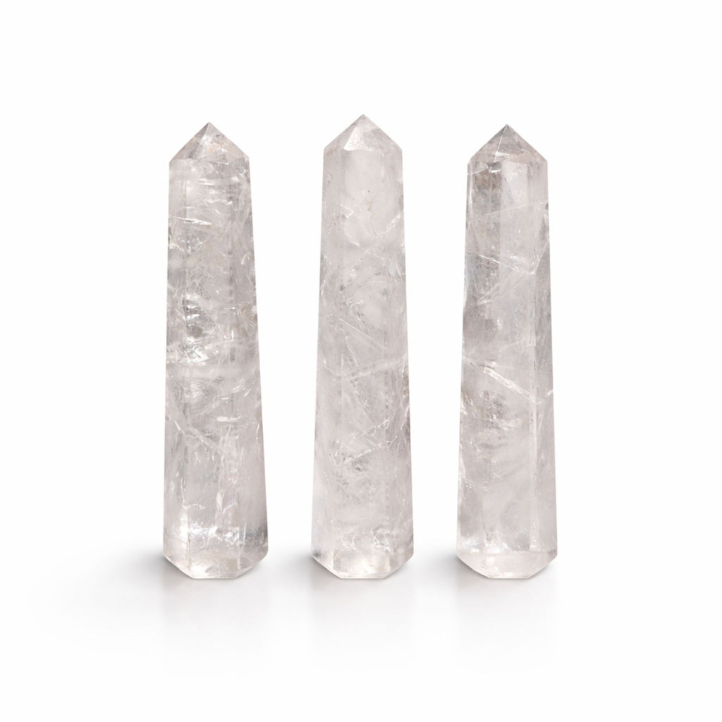 Punta de obelisco de seis caras de piedra preciosa aprox. 11 cm - Cuarzo claro