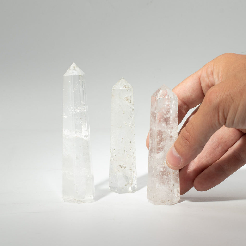 Punta de obelisco de seis caras de piedra preciosa aprox. 11 cm - Cuarzo claro